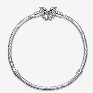 Pandora Moments Butterfly Clasp Snake Chain Bracelet 7.5 IN